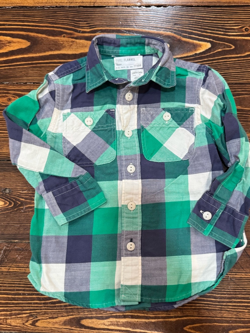 Crewcuts Flannel Plaid Button-Up Shirt for Kids - Green & Grey